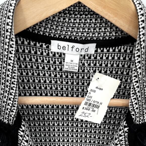 Belford NWT Pima Cotton Tweed 2 Button Jacket Blazer with Fringe #204350 // M - Picture 4 of 13